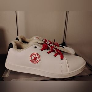 New Beverly Hills Polo Club Women Lace Up White Sneakers with Red Accents Size10